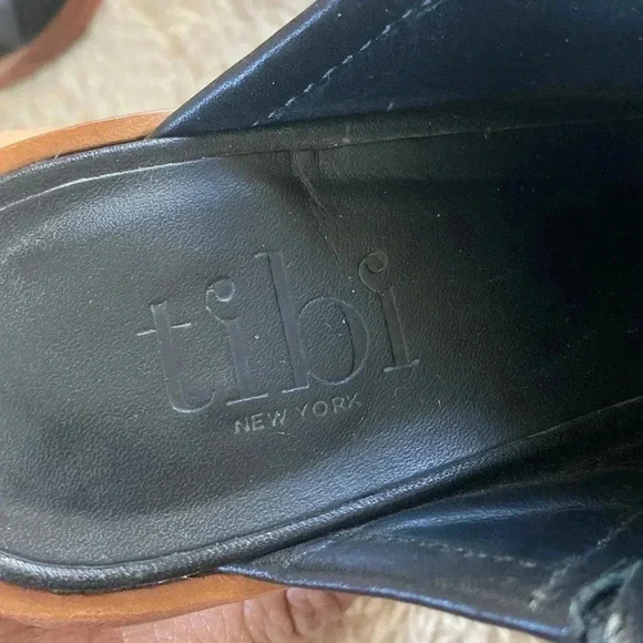 Tibi Black Peep Toe Leather Mule High Heel Sandals - Women’s size 38 us size 8 - Picture 4 of 7